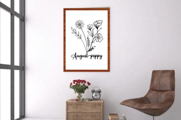 August-Poppy Birth Month Flower SVG for Crafts and Graphics