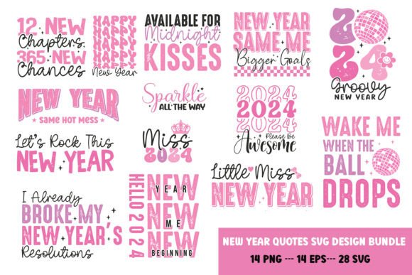 Pink New Year SVG Typography for Creative Crafts