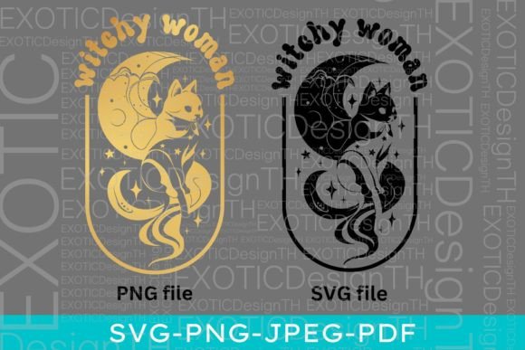 Witchy Woman Celestial Cat SVG for Graphics and Crafts